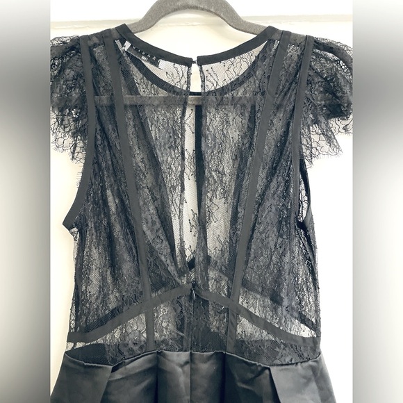 New! Sandro Davin Elegant Mini Black Satin Lace Dress Holiday Party T2/Medium - Picture 14 of 14